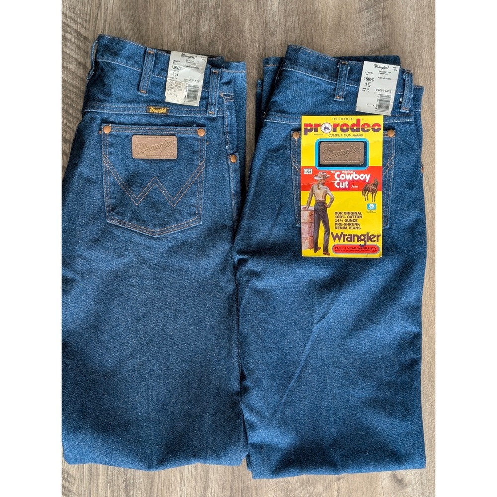 Vintage Wrangler 13MWZG Womens Cowboy Cut ProRodeo Jeans Sz 15x34 USA 2 Prs READ